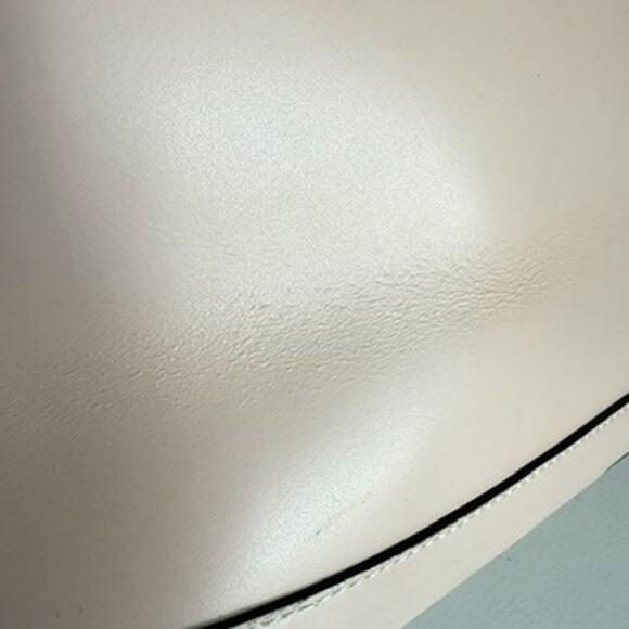 ALBERTA DI CANIO Leather Satchel Nude Beige Dome Bag Made in Italy Handbag - Picture 7 of 7